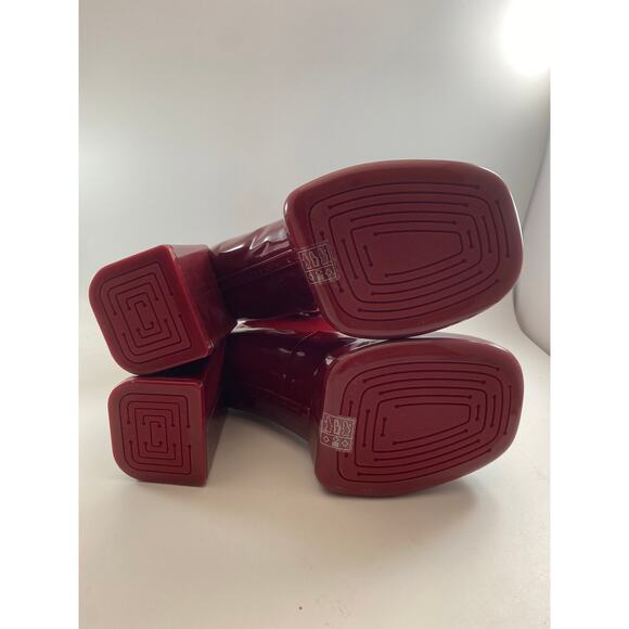 Charles & Keith Darcy Patent Platform Ankle Boots - Red 37 US 7 - Picture 3 of 10
